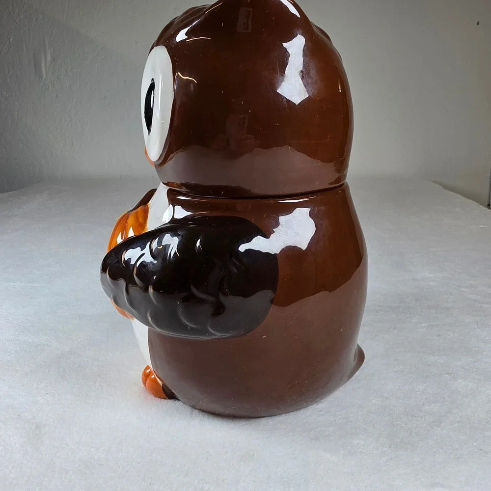 Home‎ Accents Ceramic Owl Cookie Jar with Pumpkin Fall Thanksgiving Decor Brown